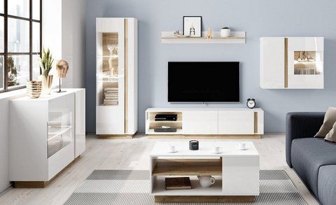 Стенка Perfect Home Арко / Arco A Белый глянец/дуб грандсон фотография