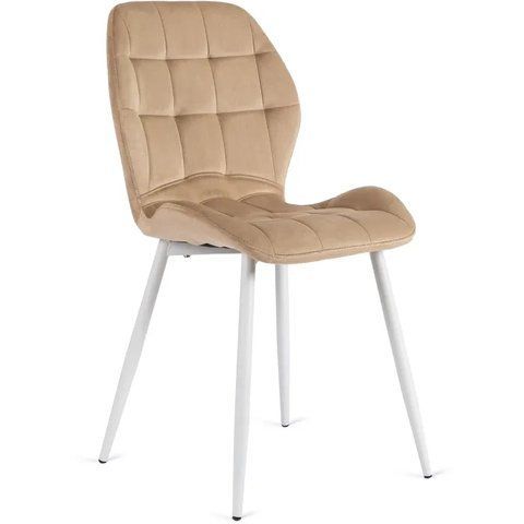 Стілець оксамитовий MEBEL ELITE LUCKY Velvet, Бежевий / Білий фотографія