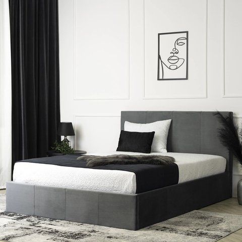 Ліжко двоспальне оксамитове MEBEL ELITE MELIA Velvet 160x200 Сірий фотографія