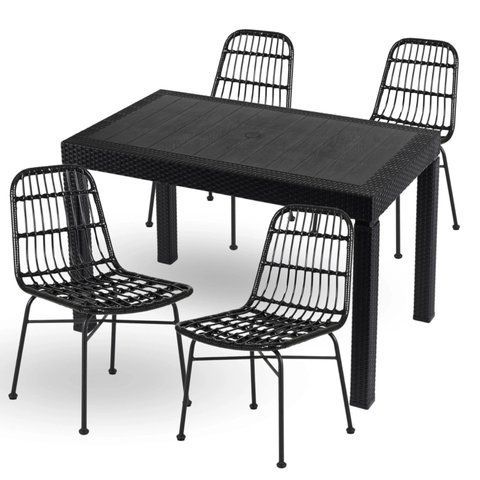 Комплект садовой мебели MEBEL ELITE стол FARGO + 4 стулья WALDI Черный