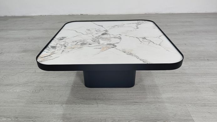 Журнальный столик MICHIGAN Intarsio 80x80 Белый Глянец Эффект Мрамора / Черный фотография