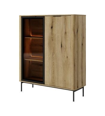 Витрина низкая с подсветкой Perfect Home Уилсон / Wilson 2-дверная 1D1W/113 Дуб эвок фотография