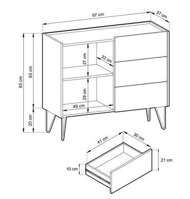 Комод Perfect Home Гармоны / Harmony 1-дверный с 3 ящиками и золотыми ножками KSZ97 Черный/черный мрамор роял фотография