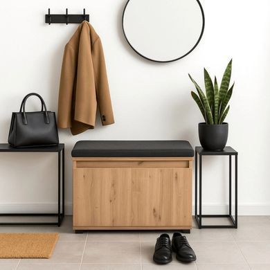 Тумба для взуття MEBEL ELITEM PRATO 80 Дуб Артизан/графіт фотографія