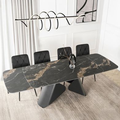 Стол раскладной MEBEL ELITE VERONA 160(240)х90 см Черный мрамор/черный фотография