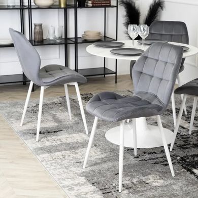 Стул бархатный MEBEL ELITE LUCKY Velvet, Серый/Белый фотография