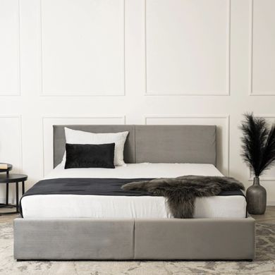 Ліжко двоспальне оксамитове MEBEL ELITE MONICA Velvet 140x200 Сірий фотографія
