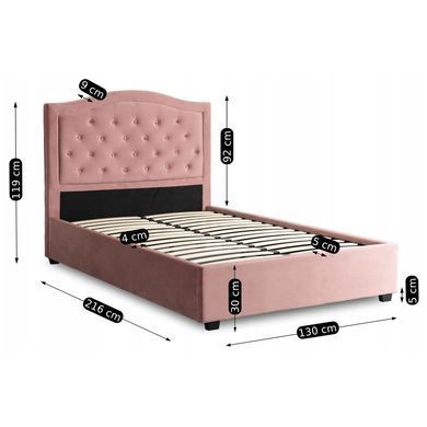 Кровать бархатная MEBEL ELITE APOLLO Velvet 120x200см Розовая фотография