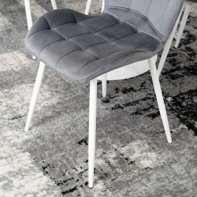 Стул бархатный MEBEL ELITE LUCKY Velvet, Серый/Белый фотография