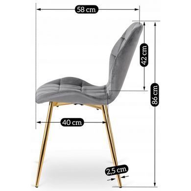 Стул бархатный MEBEL ELITE LUCKY Velvet Серый / Золотой фотография