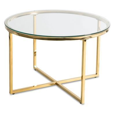 Журнальний столик FLIP MEBEL ELITE 70x70 Прозорий/золото фотографія