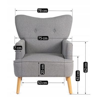 Крісло м'яке BUNNY MEBEL ELITE тканина Світло-сірий фотографія