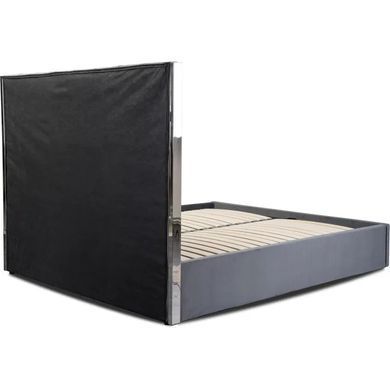 Кровать двуспальная бархатная MEBEL ELITE EMILIO Velvet 160x200 см Серый фотография
