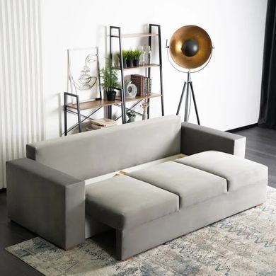 Диван 3-х местный бархатный MEBEL ELITE NICOLO Velvet 238 см Серый фотография