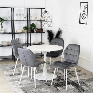 Стул бархатный MEBEL ELITE LUCKY Velvet, Серый/Белый фотография