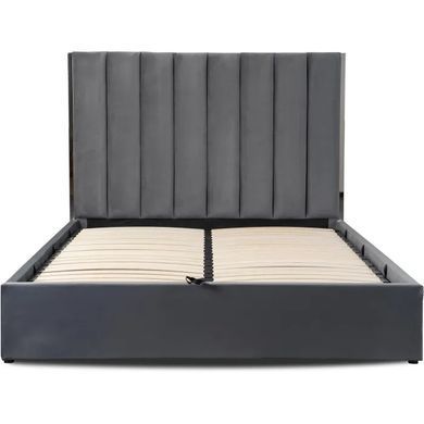 Кровать двуспальная бархатная MEBEL ELITE EMILIO Velvet 160x200 см Серый фотография