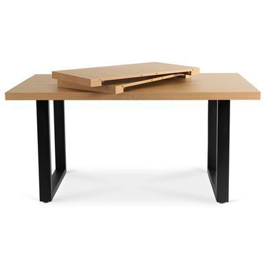 Комплект стіл MEBEL ELITE EDWIN 160(260)х90 см Дуб Золотий / Чорний +6 стільці IRYS Чорний фотографія