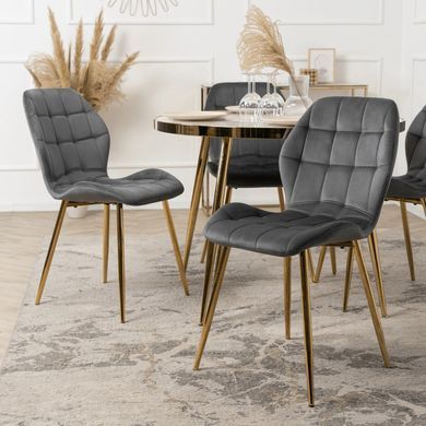 Стул бархатный MEBEL ELITE LUCKY Velvet Серый / Золотой фотография