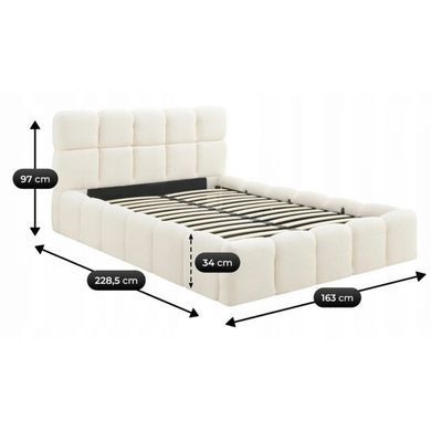 Ліжко двоспальне MEBEL ELITE MURACJA 140x200 см Кремовий Букле фотографія