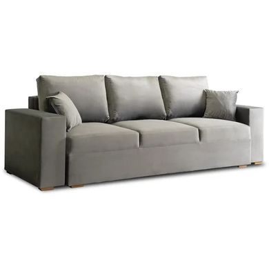Диван 3-х местный бархатный MEBEL ELITE NICOLO Velvet 238 см Серый фотография