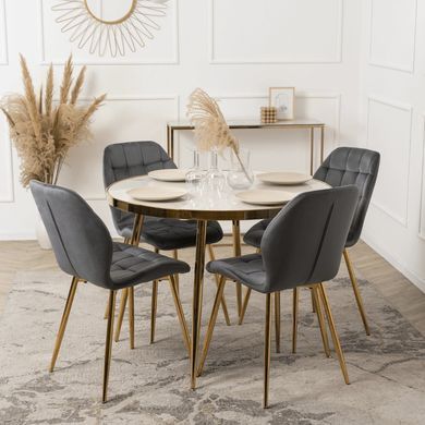 Стул бархатный MEBEL ELITE LUCKY Velvet Серый / Золотой фотография