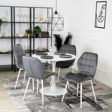 Стул бархатный MEBEL ELITE LUCKY Velvet, Серый/Белый фотография