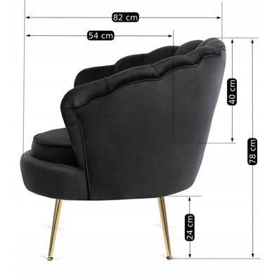 Крісло м'яке оксамитове MEBEL ELITE ANGEL Velvet Чорний фотографія