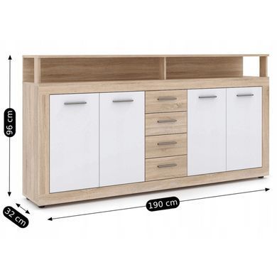 Комод MEBEL ELITE BLAGO 190 дуб сонома/белый фотография