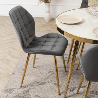 Стул бархатный MEBEL ELITE LUCKY Velvet Серый / Золотой фотография