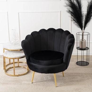 Крісло м'яке оксамитове MEBEL ELITE ANGEL Velvet Чорний фотографія