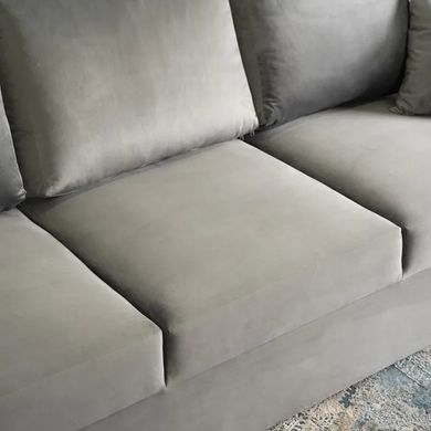 Диван 3-х местный бархатный MEBEL ELITE NICOLO Velvet 238 см Серый фотография