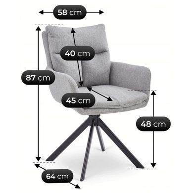Крісло поворотне MEBEL ELITE PAUL Сірий фотографія