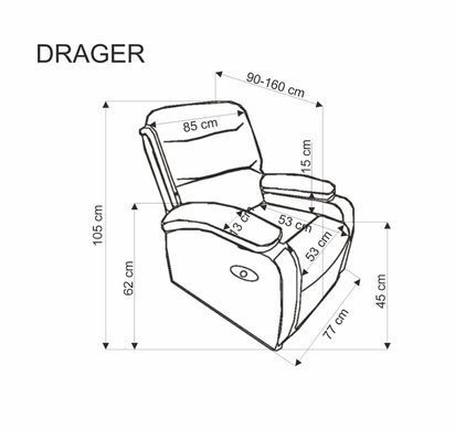 Кресло раскладное DRAGER Velvet Halmar Черный фотография
