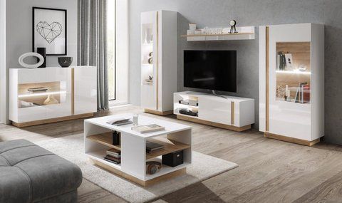 Стенка Perfect Home Арко / Arco B Белый глянец/дуб грандсон фотография