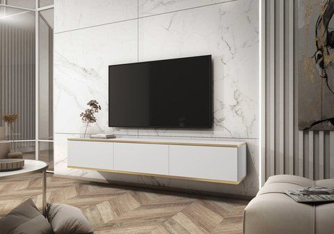 Тумба під телевізор навісна Perfect Home Оро / Oro 3-дверна RTV175 Білий фотографія