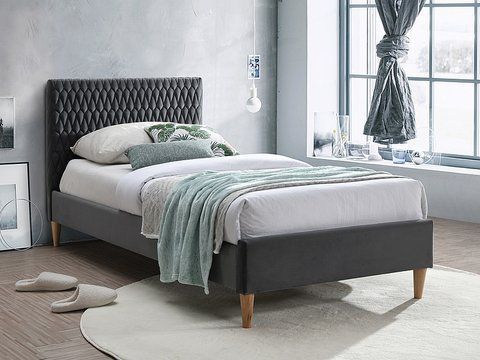 Кровать AZURRO Velvet Signal 90х200 Серый фотография