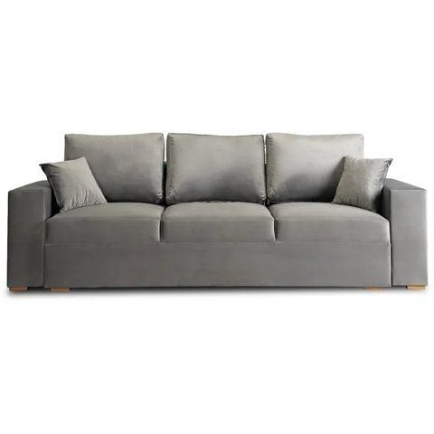 Диван 3-х місний оксамитовий MEBEL ELITE NICOLO Velvet 238 см Сірий фотографія