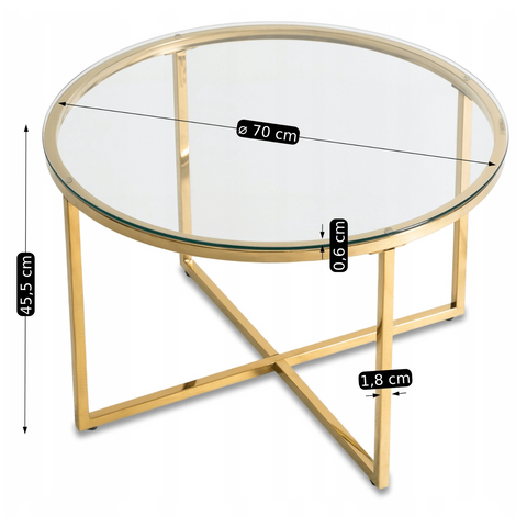 Журнальный столик FLIP MEBEL ELITE 70x70 Прозрачный/золото фотография