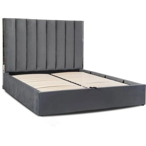 Кровать двуспальная бархатная MEBEL ELITE EMILIO Velvet 160x200 см Серый фотография