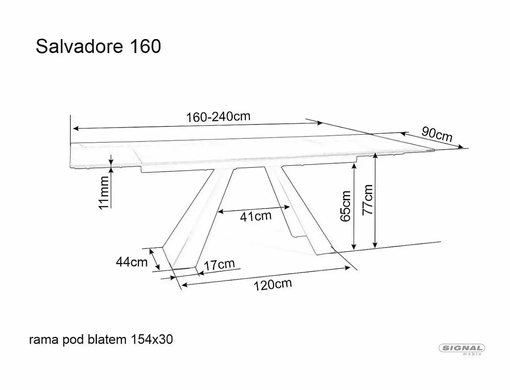 Стіл Розкладний SALVADORE CERAMIC 160(240)X90 Signal Сірий Мармур фотографія