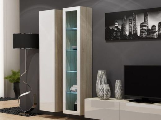 Вітрина підвісна VIGO Cama 180 Дуб Сонома Мат / Білий Глянець фотографія