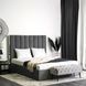 Кровать двуспальная бархатная MEBEL ELITE EMILIO Velvet 160x200 см Серый