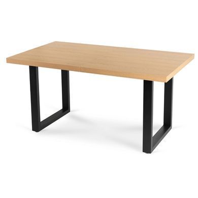 Комплект стіл MEBEL ELITE EDWIN 160(260)х90 см Дуб Золотий / Чорний +8 стільці IRYS Чорний фотография
