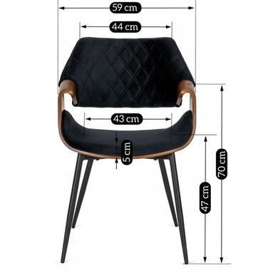 Стілець оксамитовий MEBEL ELITE DAKOTA Velvet чорний / горіховий фотографія