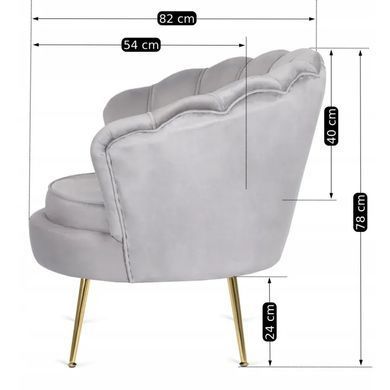 Кресло мягкое бархатное MEBEL ELITE ANGEL Velvet Серый фотография