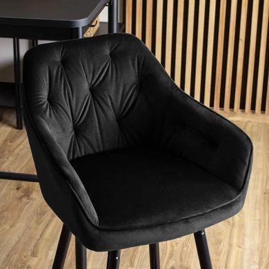 Барный стул бархатный MEBEL ELITE SALEM Velvet черный / черный фотография
