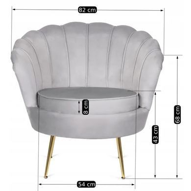 Кресло мягкое бархатное MEBEL ELITE ANGEL Velvet Серый фотография