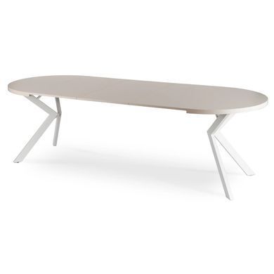 Стол раскладной круглый MEBEL ELITE LUKAS 100(250)х100 см Кашемир/белый фотография