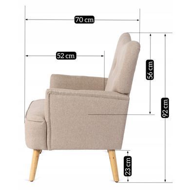 Крісло м'яке BUNNY MEBEL ELITE тканина Беж фотографія