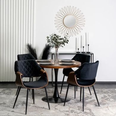 Стілець оксамитовий MEBEL ELITE DAKOTA Velvet чорний / горіховий фотографія
